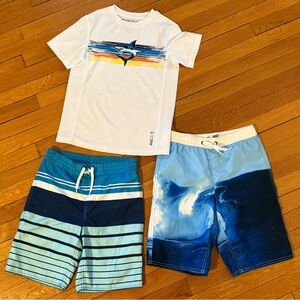 Boys 2 size 10-12 2 Swim Trunks, 1 Rashguard